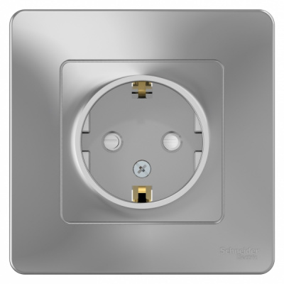 Розетка с заземлением со шторками скрытой установки 16A 250В Systeme Electric Blanca Алюминий Systeme Electric Blanca BLNRS001113