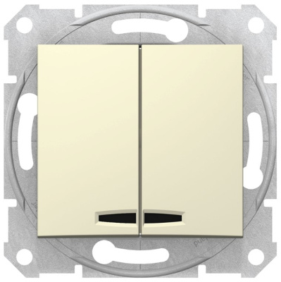 Выключатель 2-клавишный с подсветкой 10A Schneider Electric Sedna Бежевый Schneider Electric Sedna SDN0300347