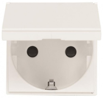 Розетка с заземлением с защитными шторками с крышкой 2 мод ABB NIE Zenit Белый N2288.1 BL ABB Zenit 2CLA228810N1101