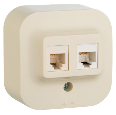 Розетка RJ11 + RJ45 кат.5е UTP IP20 IEK Quteo Слоновая кость IEK Quteo 782251