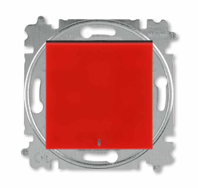 Переключатель одноклавишный с подсветкой ориентационная красный / дымчатый чёрный ABB Levit ABB Levit 2CHH590646A6065