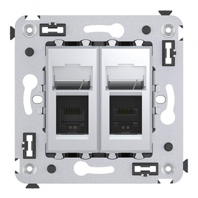 Телефонная розетка RJ-12 в стену двойная, "Avanti", "Закаленная сталь" DKC DKC Avanti 4404314DKC