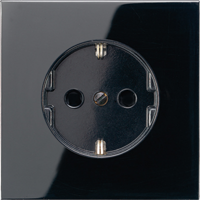 Механизм Розетка с заземлением с защитными шторками безвинт.зажим Jung Черный Jung Jung Механизмы LS1520KISW