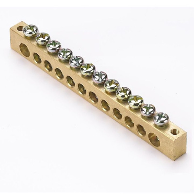 Шина "ноль-земля" 8х12мм 12 отверстий латунь крепеж по краям EKF PROxima PEN EKF PROxima sn0-125-12-k