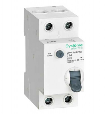 Systeme Electric City9 Set Дифавтомат 1P+N С 16А 6kA 10мА A 230В Systeme Electric City9 C9D61616