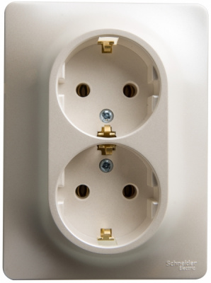 Розетка двойная с заземлением 16A в сборе Systeme Electric Glossa Перламутр Systeme Electric Glossa GSL000624