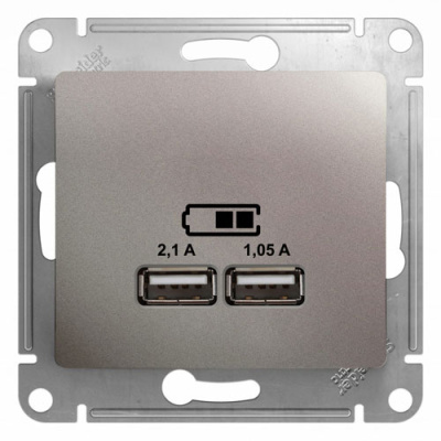 Розетка USB A+A 5В/2,1 А 2х5В/1,05 А механизм Systeme Electric Glossa Платина Systeme Electric Glossa GSL001233