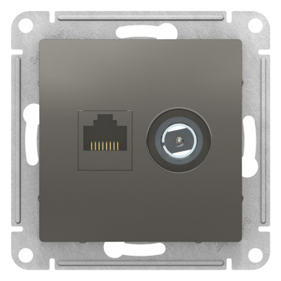 Розетка двойная комп+TV RJ45+TV кат.5E механизм Schneider Electric AtlasDesign Сталь Systeme Electric AtlasDesign ATN000989