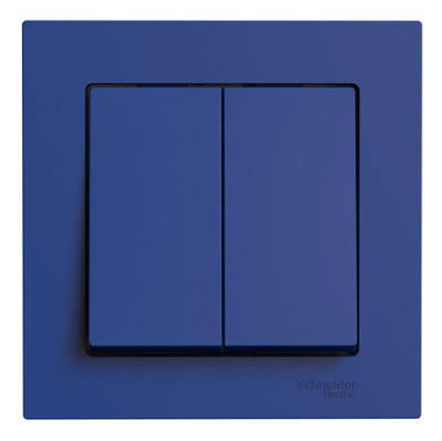 SE AtlasDesign Выключатель 2-клавишный Аквамаринин сх.5 10АХ в сборе Systeme Electric AtlasDesign ATN001152