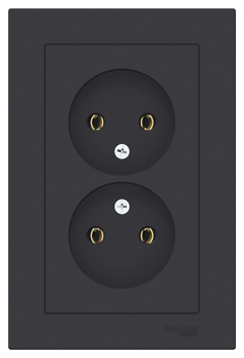 Розетка двойная без заземления16A в сборе Schneider Electric AtlasDesign Карбон Systeme Electric AtlasDesign ATN001020