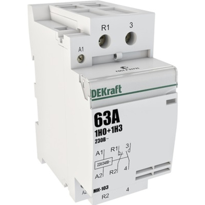 Контактор модульный 63A 1НО+1НЗ DEKraft МК103-063A-230B-11 DEKraft МК-103 18086DEK