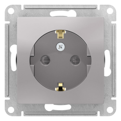 Розетка с заземлением со шторками 16A механизм Schneider Electric AtlasDesign Алюминий Systeme Electric AtlasDesign ATN000345
