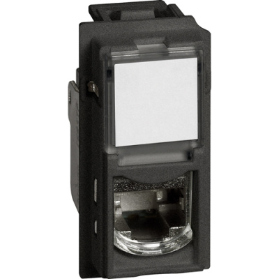 Черный Розетка компьютерная RJ45 cat6a STP 1 мод Bticino LivingNow Bticino Living now KG4279C6AS