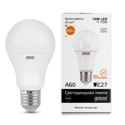 Лампа светодиодная E27 180-240В 10Вт 3000К Gauss Elementary Gauss Elemrntary 23210