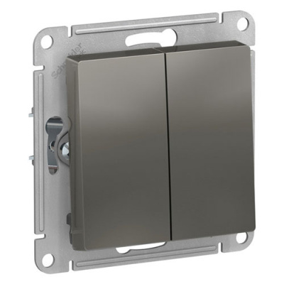 SE AtlasDesign Выключатель Кнопочный 2-клавишный Сталь сх.2 10А механизм Systeme Electric AtlasDesign ATN000917