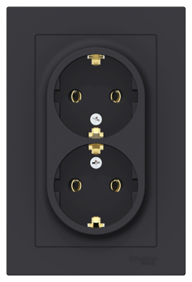Розетка двойная с заземлением 16A в сборе Schneider Electric AtlasDesign Карбон Systeme Electric AtlasDesign ATN001024