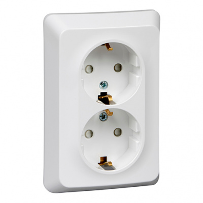 Этюд с/у Двойная Розетка с заземлением со штороками 16А 250B, белый, россия SE Systeme Electric Этюд PC16-108B