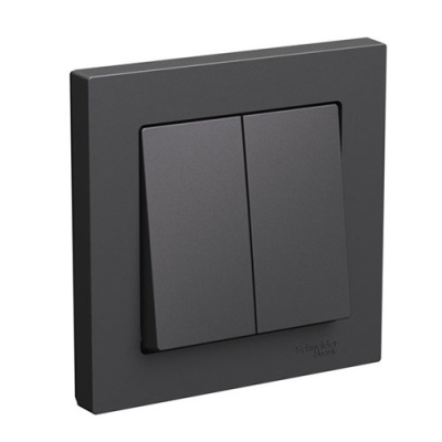 SE AtlasDesign Выключатель 2-клавишный Базальт сх.5 10АХ в сборе Systeme Electric AtlasDesign ATN001452