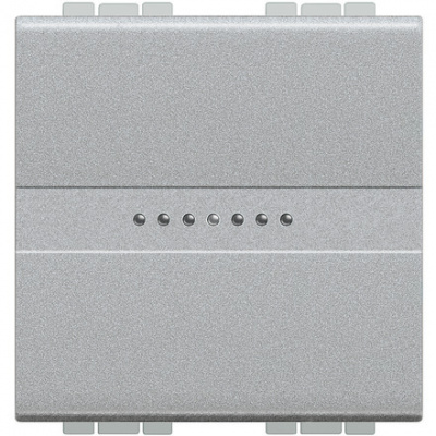 Переключатель промежуточный Axial безвинтовой зажим, 2 мод Bticino Living Light Алюминий Bticino Living Light NT4054M2