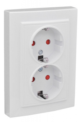 Розетка 2-местная СП с заземлением 16A с защитными шторками EKF Basic Минск Белый EKF Минск ERR16-128-100
