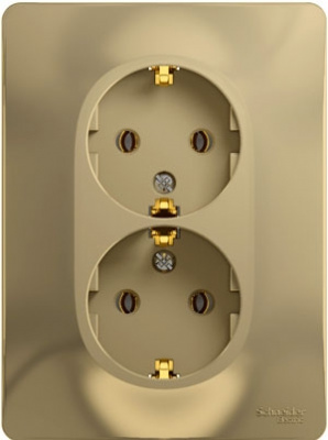 Розетка 2-я с заземлением в сборе с рамкой Systeme Electric Glossa Титан Systeme Electric Glossa GSL000424