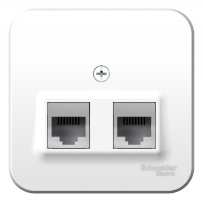 Розетка двойная компьютерная RJ45 кат.5E + телефон RJ11 накладного монтажа с изолирующей пластиной Systeme Electric Blanca Белый Systeme Electric Blanca BLNIA045111