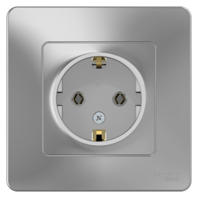 Розетка с заземлением без шторок скрытой установки 16A 250В Systeme Electric Blanca Алюминий Systeme Electric Blanca BLNRS001013