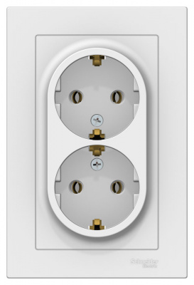 Розетка двойная с заземлением 16A в сборе Schneider Electric AtlasDesign Белый Systeme Electric AtlasDesign ATN000124