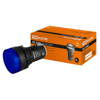 Лампа сигнальная LED матрица 22мм 230V ACDC синий TDM AD-22DS TDM ELECTRIC AD-22DS SQ0702-0005