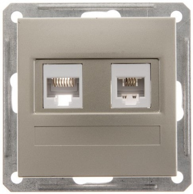 Розетка телефонная RJ11 + компьютерная RJ45 кат.5е Wessen 59 Шампань Wessen Wessen 59 RSI-251TK5E-4-86