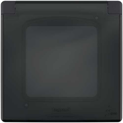 Рамка с защитной крышкой IP44 IK07 для скрытого монтажа 1 механизма, IP44, степень ударопрочности IK07 Legrand Inspiria Антрацит Legrand Inspiria 673923