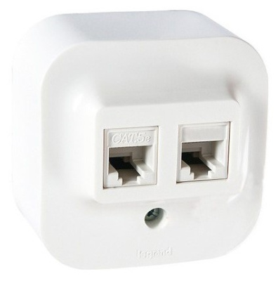 Розетка телефонная RJ11 + RJ45 кат.5е UTP IP20 IEK Quteo Белый IEK Quteo 782221