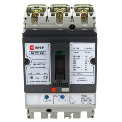 Автоматический выключатель 3P 200 A  45kA EKF PROxima ВА-99C EKF PROxima ВА-99C mccb99C-250-200