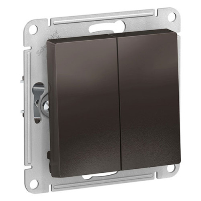 SE AtlasDesign Выключатель Кнопочный 2-клавишный Мокко сх.2 10А механизм Systeme Electric AtlasDesign ATN000617