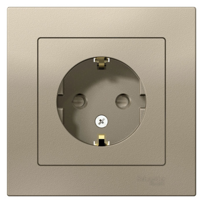 Розетка с заземлением со шторками 16A в сборе Schneider Electric AtlasDesign Шампань Systeme Electric AtlasDesign ATN000544