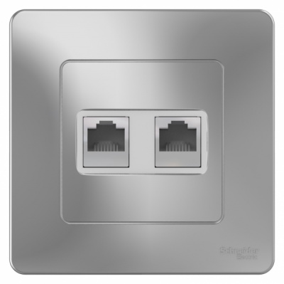 Розетка компьютерная скрытой установки RJ45 кат.5E + телефон RJ11 Systeme Electric Blanca Алюминий Systeme Electric Blanca BLNIS045113