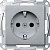 Розетка 1-ая с заземлением с защитными шторками безвинт.зажим Merten System M Алюминий