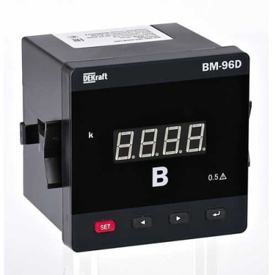 Вольтметр цифровой 96x96мм трехфазный, вход 600В, выход DO+RS485, LED-дисплей DEKraft ВМ-96D DEKraft ВМ-96D 50389DEK