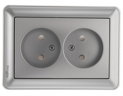 Розетка 2-ая без заземления в сборе с рамкой Wessen 59 Матовый хром Wessen Wessen 59 RS16-254-58
