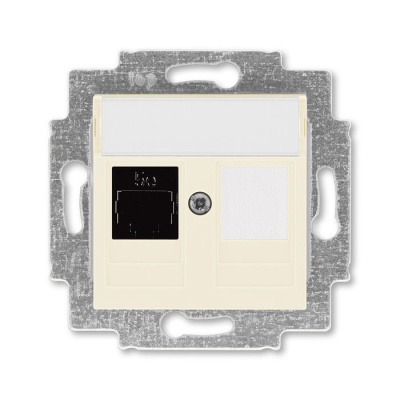 Розетка информационная RJ45 категория 5e и заглушка слоновая кость ABB Levit ABB Levit 2CHH295117A6017
