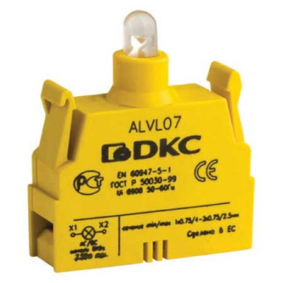 Контактный блок с клеммными зажимами под винт со светодиодом на 12В DKC DKC  ALVL12