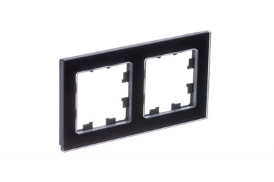 SE AtlasDesign Рамка 2-постовая Черный Nature Натуральное стекло Systeme Electric AtlasDesign Nature ATN361002