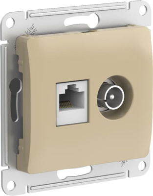 Розетка двойная ТВ + компьютерная RJ45 кат. 5Е механизм Systeme Electric Glossa Титан Systeme Electric Glossa GSL000489