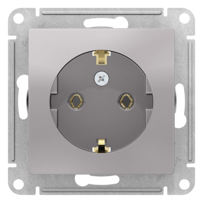 Розетка с заземлением 16A механизм Schneider Electric AtlasDesign Алюминий Systeme Electric AtlasDesign ATN000343