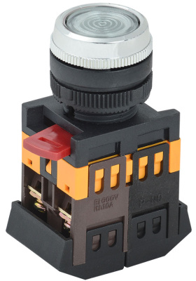 Кнопка ABLFS-22 прозрачный d22мм неон/240В 1з+1P IEK IEK  BBT30-ABLFS-K08