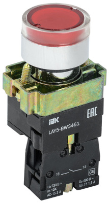 Кнопка управления LAY5-BW3461 с подсветкой красный 1з IEK IEK  BBT50-BW-K04