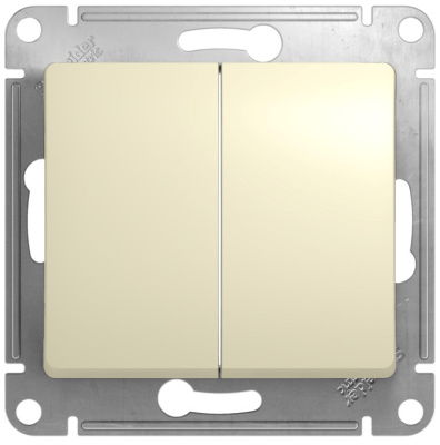 Переключатель 2-клавишный 10A (схема 6+6) Systeme Electric Glossa Бежевый Systeme Electric Glossa GSL000265