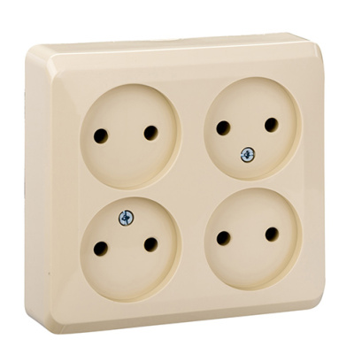 Этюд о/у 4-местная Розетка без заземления без шторок 16А 250B, кремовый, россия SE Systeme Electric Этюд PA16-205K
