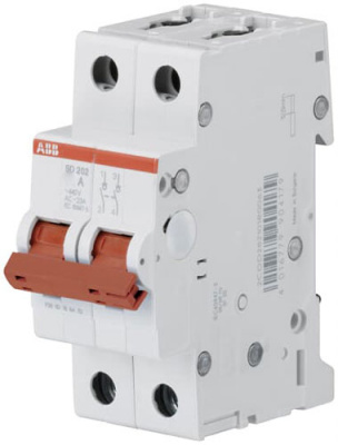 Рубильник модульный 2P 16A с красной ручкой ABB SD202 ABB SD200 2CDD282101R0016