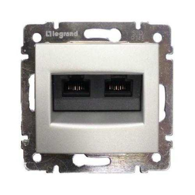 Розетка информационная 2-ая RJ45 кат.6 UTP на винтах Legrand Valena Алюминий Legrand Valena 770243
